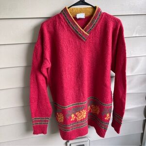 Vintage Laura Ashley Sweater Tunic Floral Size OS Wool Made Great Britain Cabin